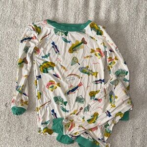 Little Sleepies Green and White Fish Pajama Set